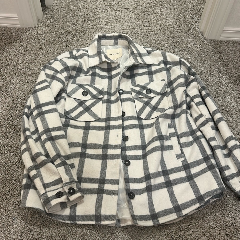 Grey & white shacket